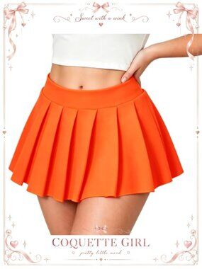 Pleated Ruffle Mini Skirt A-Line Stretchy Elastic Waist Schoolgirl Costume